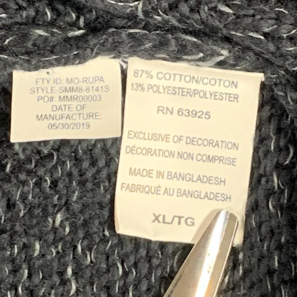 Method Sweater Men's Extra‎ Large Blue Cable Knit Collared Toggle Cotton Blend